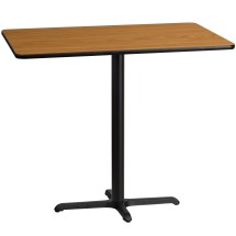 Flash Furniture XU-NATTB-3048-T2230B-GG 30'' x 48'' Rectangular Natural Laminate Table Top with 23.5'' x 29.5'' Bar Height Table Base