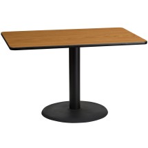 Flash Furniture XU-NATTB-3048-TR24-GG 30'' x 48'' Rectangular Natural Laminate Table Top with 24'' Round Table Height Base