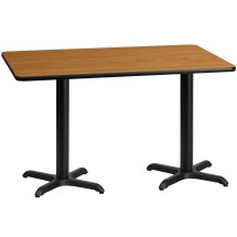 Flash Furniture XU-NATTB-3060-T2222-GG 30'' x 60'' Rectangular Natural Laminate Table Top with 22'' x 22'' Table Height Base