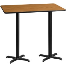Flash Furniture XU-NATTB-3060-T2222B-GG 30'' x 60'' Rectangular Natural Laminate Table Top with 22'' x 22'' Bar Height Table Base