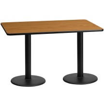 Flash Furniture XU-NATTB-3060-TR18-GG 30'' x 60'' Rectangular Natural Laminate Table Top with 18'' Round Table Height Base