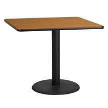 Flash Furniture XU-NATTB-3636-TR24-GG 36'' Square Natural Laminate Table Top with 24'' Round Table Height Base