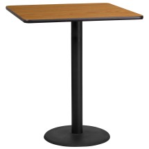 Flash Furniture XU-NATTB-3636-TR24B-GG 36'' Square Natural Laminate Table Top with 24'' Round Bar Height Table Base