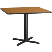 Flash Furniture XU-NATTB-4242-T3333-GG 42'' Square Natural Laminate Table Top with 33'' x 33'' Table Height Base