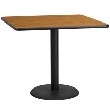 Flash Furniture XU-NATTB-4242-TR24-GG 42'' Square Natural Laminate Table Top with 24'' Round Table Height Base