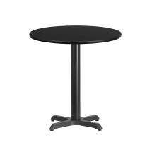 Flash Furniture XU-RD-24-BLKTB-T2222-GG 24'' Round Black Laminate Table Top with 22'' x 22'' Table Height Base