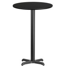 Flash Furniture XU-RD-24-BLKTB-T2222B-GG 24'' Round Black Laminate Table Top with 22'' x 22'' Bar Height Table Base