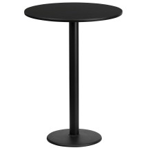 Flash Furniture XU-RD-24-BLKTB-TR18B-GG 24'' Round Black Laminate Table Top with 18'' Round Bar Height Table Base