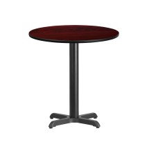 Flash Furniture XU-RD-24-MAHTB-T2222-GG 24'' Round Mahogany Laminate Table Top with 22'' x 22'' Table Height Base