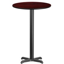 Flash Furniture XU-RD-24-MAHTB-T2222B-GG 24'' Round Mahogany Laminate Table Top with 22'' x 22'' Bar Height Table Base