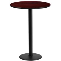 Flash Furniture XU-RD-24-MAHTB-TR18B-GG 24'' Round Mahogany Laminate Table Top with 18'' Round Bar Height Table Base