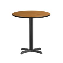 Flash Furniture XU-RD-24-NATTB-T2222-GG 24'' Round Natural Laminate Table Top with 22'' x 22'' Table Height Base