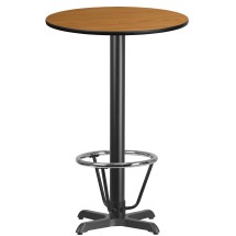 Flash Furniture XU-RD-24-NATTB-T2222B-3CFR-GG 24'' Round Natural Laminate Table Top with 22'' x 22'' Bar Height Table Base and Foot Ring
