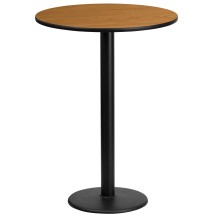 Flash Furniture XU-RD-24-NATTB-TR18B-GG 24'' Round Natural Laminate Table Top with 18'' Round Bar Height Table Base