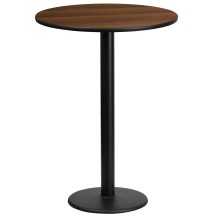 Flash Furniture XU-RD-24-WALTB-TR18B-GG 24'' Round Walnut Laminate Table Top with 18'' Round Bar Height Table Base