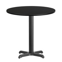 Flash Furniture XU-RD-30-BLKTB-T2222-GG 30'' Round Black Laminate Table Top with 22'' x 22'' Table Height Base
