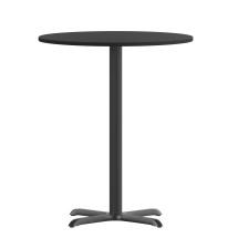 Flash Furniture XU-RD-30-BLKTB-T2222B-GG 30'' Round Black Laminate Table Top with 22'' x 22'' Bar Height Table Base