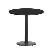 Flash Furniture XU-RD-30-BLKTB-TR18-GG 30'' Round Black Laminate Table Top with 18'' Round Table Height Base
