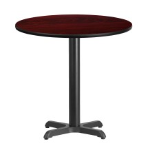 Flash Furniture XU-RD-30-MAHTB-T2222-GG 30'' Round Mahogany Laminate Table Top with 22'' x 22'' Table Height Base
