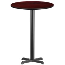 Flash Furniture XU-RD-30-MAHTB-T2222B-GG 30'' Round Mahogany Laminate Table Top with 22'' x 22'' Bar Height Table Base