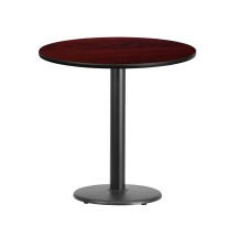 Flash Furniture XU-RD-30-MAHTB-TR18-GG 30'' Round Mahogany Laminate Table Top with 18'' Round Table Height Base