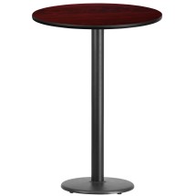 Flash Furniture XU-RD-30-MAHTB-TR18B-GG 30'' Round Mahogany Laminate Table Top with 18'' Round Bar Height Table Base