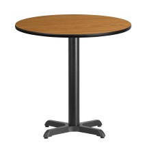 Flash Furniture XU-RD-30-NATTB-T2222-GG 30'' Round Natural Laminate Table Top with 22'' x 22'' Table Height Base