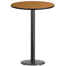 Flash Furniture XU-RD-30-NATTB-TR18B-GG 30'' Round Natural Laminate Table Top with 18'' Round Bar Height Table Base