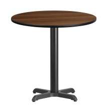 Flash Furniture XU-RD-30-WALTB-T2222-GG 30'' Round Walnut Laminate Table Top with 22'' x 22'' Table Height Base