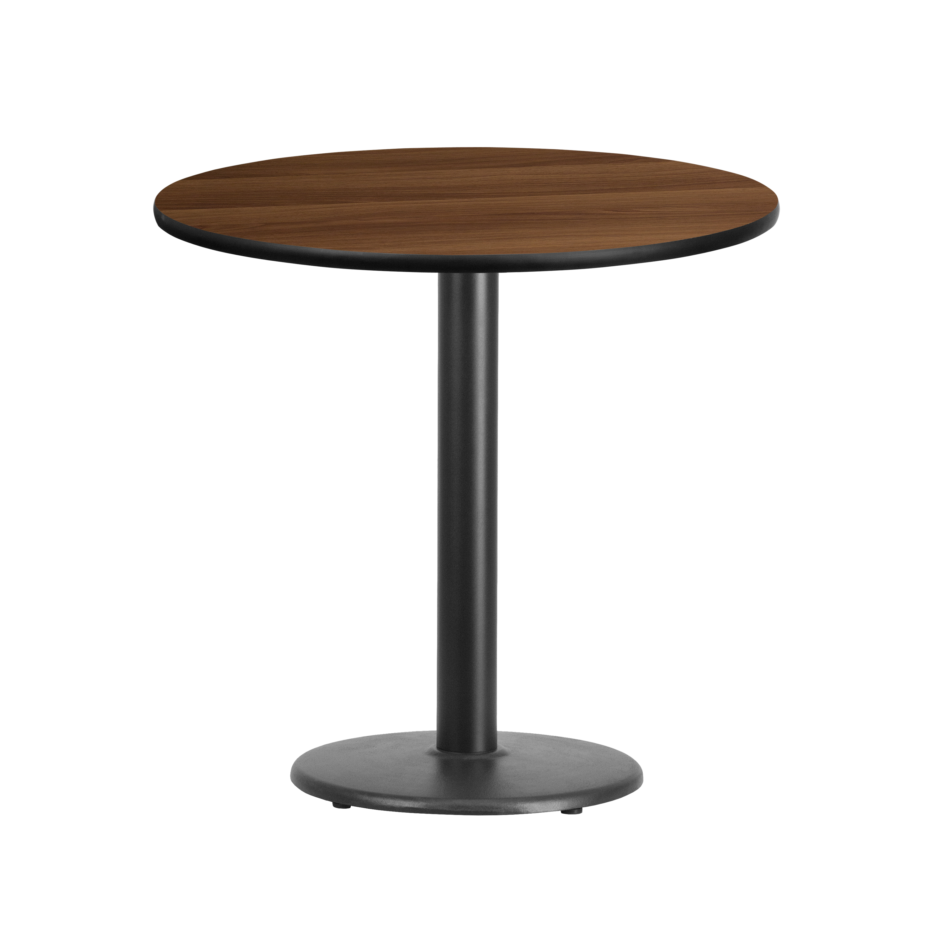 Flash Furniture XU-RD-30-WALTB-TR18-GG 30'' Round Walnut Laminate Table Top with 18'' Round Table Height Base
