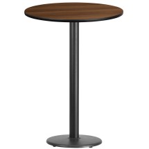 Flash Furniture XU-RD-30-WALTB-TR18B-GG 30'' Round Walnut Laminate Table Top with 18'' Round Bar Height Table Base