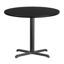 Flash Furniture XU-RD-36-BLKTB-T3030-GG 36'' Round Black Laminate Table Top with 30'' x 30'' Table Height Base