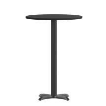 Flash Furniture XU-RD-36-BLKTB-T3030B-GG 36'' Round Black Laminate Table Top with 30'' x 30'' Bar Height Table Base