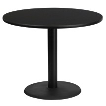 Flash Furniture XU-RD-36-BLKTB-TR24-GG 36'' Round Black Laminate Table Top with 24'' Round Table Height Base