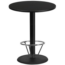 Flash Furniture XU-RD-36-BLKTB-TR24B-4CFR-GG 36'' Round Black Laminate Table Top with 24'' Round Bar Height Table Base and Foot Ring