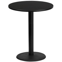 Flash Furniture XU-RD-36-BLKTB-TR24B-GG 36'' Round Black Laminate Table Top with 24'' Round Bar Height Table Base