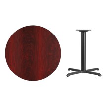 Flash Furniture XU-RD-36-MAHTB-T3030-GG 36'' Round Mahogany Laminate Table Top with 30'' x 30'' Table Height Base