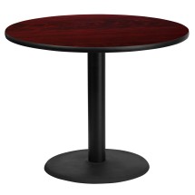 Flash Furniture XU-RD-36-MAHTB-TR24-GG 36'' Round Mahogany Laminate Table Top with 24'' Round Table Height Base