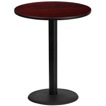 Flash Furniture XU-RD-36-MAHTB-TR24B-GG 36'' Round Mahogany Laminate Table Top with 24'' Round Bar Height Table Base
