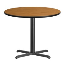 Flash Furniture XU-RD-36-NATTB-T3030-GG 36'' Round Natural Laminate Table Top with 30'' x 30'' Table Height Base