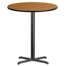Flash Furniture XU-RD-36-NATTB-T3030B-GG 36'' Round Natural Laminate Table Top with 30'' x 30'' Bar Height Table Base