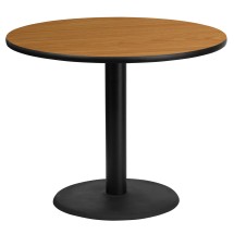 Flash Furniture XU-RD-36-NATTB-TR24-GG 36'' Round Natural Laminate Table Top with 24'' Round Table Height Base