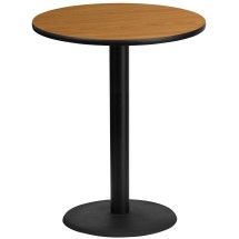 Flash Furniture XU-RD-36-NATTB-TR24B-GG 36'' Round Natural Laminate Table Top with 24'' Round Bar Height Table Base
