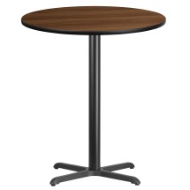 Flash Furniture XU-RD-36-WALTB-T3030B-GG 36'' Round Walnut Laminate Table Top with 30'' x 30'' Bar Height Table Base