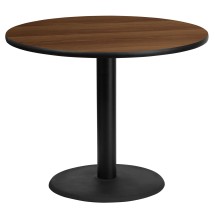Flash Furniture XU-RD-36-WALTB-TR24-GG 36'' Round Walnut Laminate Table Top with 24'' Round Table Height Base