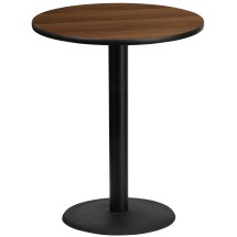 Flash Furniture XU-RD-36-WALTB-TR24B-GG 36'' Round Walnut Laminate Table Top with 24'' Round Bar Height Table Base
