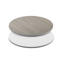 Flash Furniture XU-RD-36-WHGY-GG 36" Round Table Top with White or Gray Reversible Laminate Top