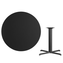 Flash Furniture XU-RD-42-BLKTB-T3333-GG 42'' Round Black Laminate Table Top with 33'' x 33'' Table Height Base