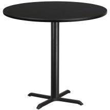 Flash Furniture XU-RD-42-BLKTB-T3333B-GG 42'' Round Black Laminate Table Top with 33'' x 33'' Bar Height Table Base