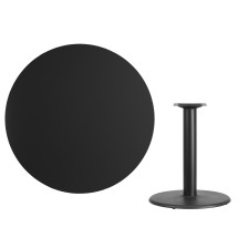 Flash Furniture XU-RD-42-BLKTB-TR24-GG 42'' Round Black Laminate Table Top with 24'' Round Table Height Base